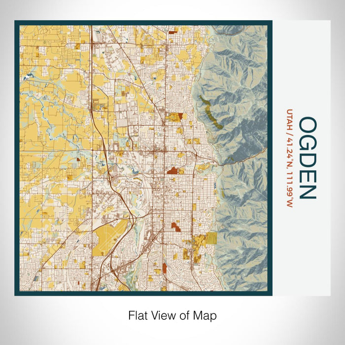 Rendered View of Ogden Utah Map on 17oz Stainless Steel Insulated Tumbler in Woodblock Map Style