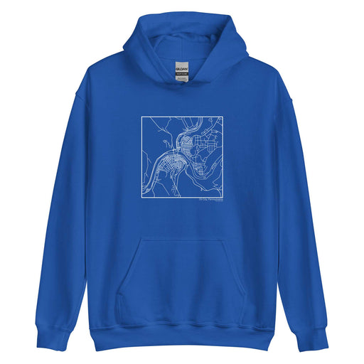Oil City Pennsylvania  Map Unisex Hoodie Sweater with City inscription in Royal Blue