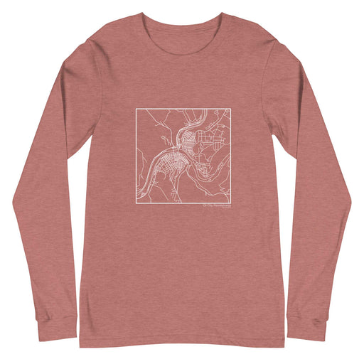 Oil City Pennsylvania  Map Unisex Long-Sleeve T-shirt with City inscription in Heather Mauve