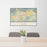 24x36 Ojai California Map Print Lanscape Orientation in Woodblock Style Behind 2 Chairs Table and Potted Plant