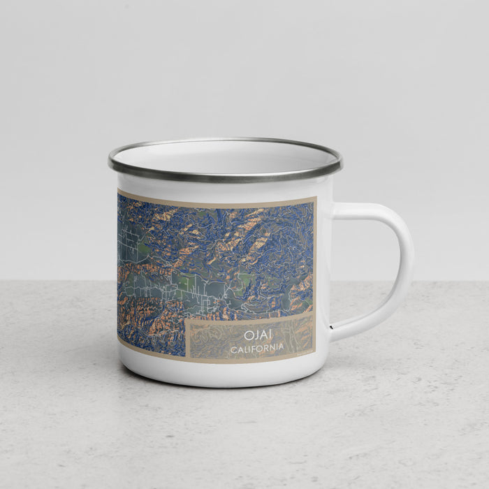 Right View Custom Ojai California Map Enamel Mug in Afternoon