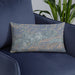 Custom Ojai California Map Throw Pillow in Afternoon on Blue Colored Chair