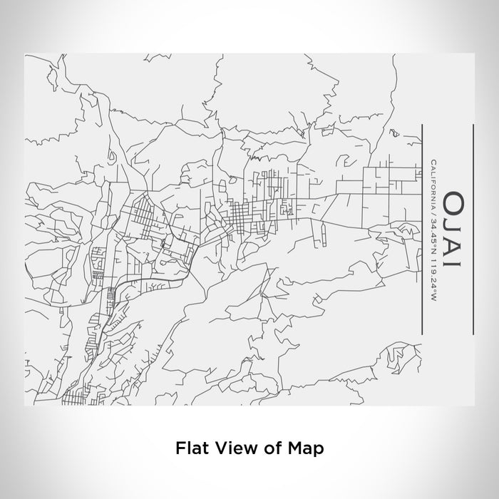 Rendered View of Ojai California Map Engraving on 20oz Stainless Steel Insulated Bottle with Bamboo Top in White