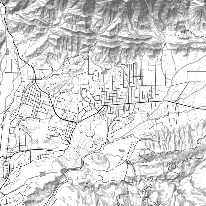 Ojai California Map Print in Classic Style Zoomed In Close Up Showing Details