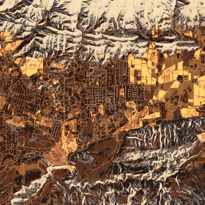 Ojai California Map Print in Ember Style Zoomed In Close Up Showing Details