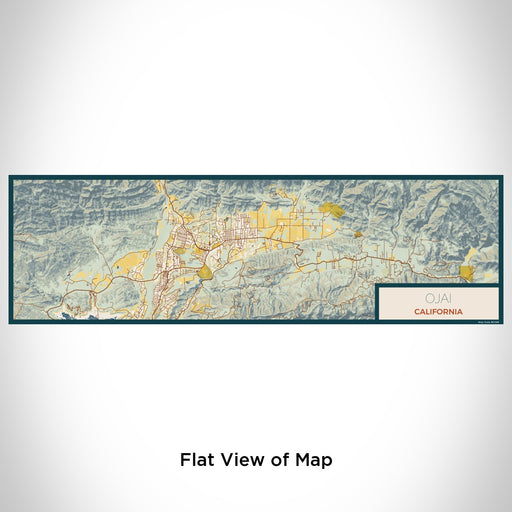 Flat View of Map Custom Ojai California Map Enamel Mug in Woodblock