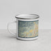 Left View Custom Ojai California Map Enamel Mug in Woodblock