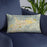 Custom Ojai California Map Throw Pillow in Woodblock on Blue Colored Chair