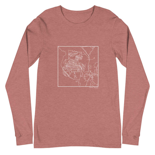 Okemo Vermont  Map Unisex Long-Sleeve T-shirt with City inscription in Heather Mauve