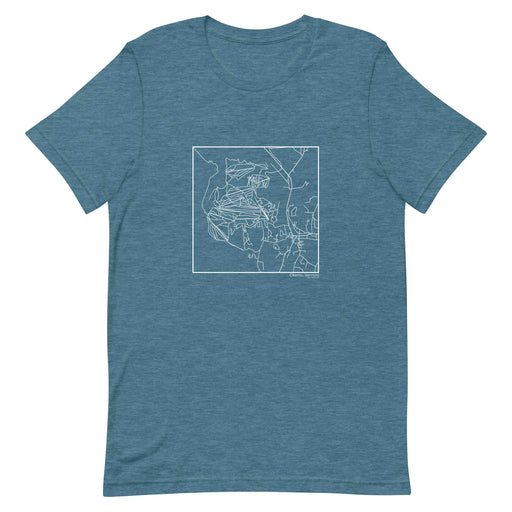 Okemo Vermont  Map Unisex T-Shirt with City inscription in Heather Teal