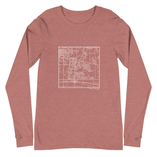 Okemos Michigan  Map Unisex Long-Sleeve T-shirt with City inscription in Heather Mauve