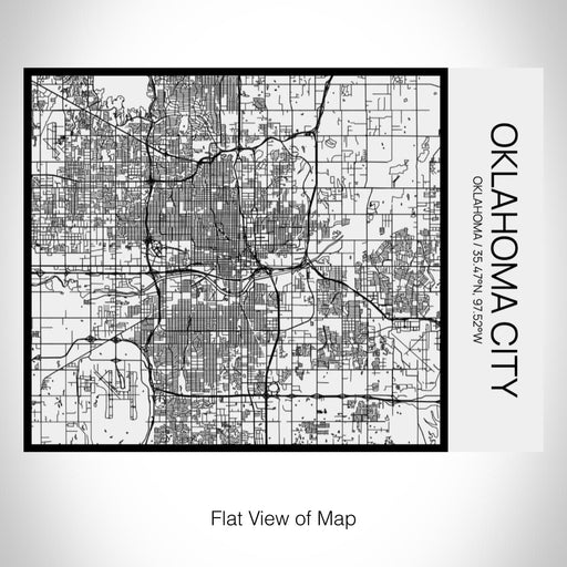 Rendered View of Oklahoma City Oklahoma Map on 20oz Stainless Steel Insulated Bottle with Bamboo Top in Matte White with printed Tactile Lines Map in Black