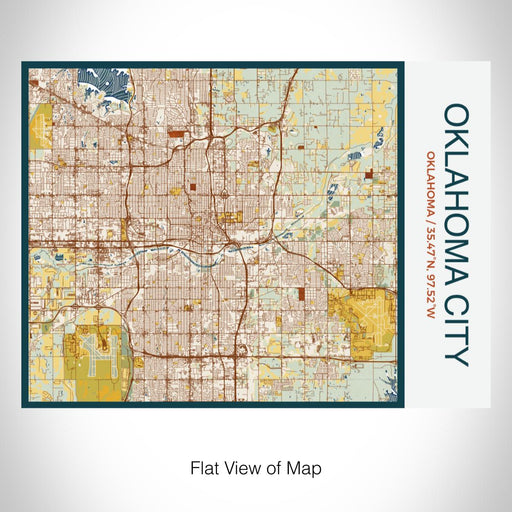 Rendered View of Oklahoma City Oklahoma Map on 20oz Stainless Steel Insulated Bottle with Bamboo Top with printed woodblock style map