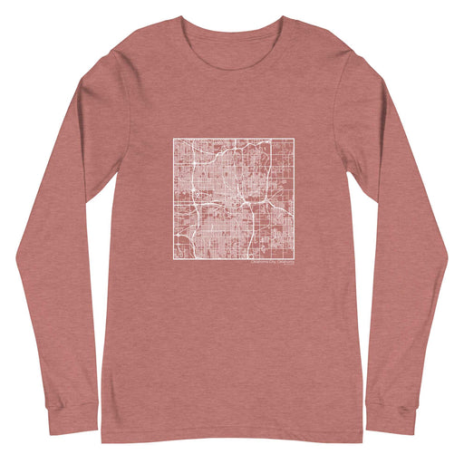 Oklahoma City Oklahoma  Map Unisex Long-Sleeve T-shirt with City inscription in Heather Mauve