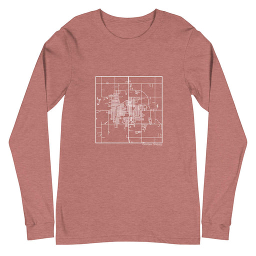 Okmulgee Oklahoma  Map Unisex Long-Sleeve T-shirt with City inscription in Heather Mauve