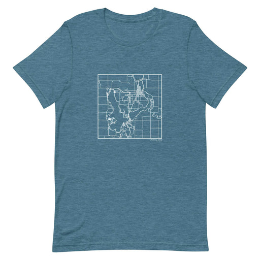 Okoboji Iowa  Map Unisex T-Shirt with City inscription in Heather Teal