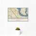 12x18 Old Hickory Tennessee Map Print Landscape Orientation in Woodblock Style With Small Cactus Plant in White Planter
