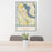 24x36 Old Hickory Tennessee Map Print Portrait Orientation in Woodblock Style Behind 2 Chairs Table and Potted Plant