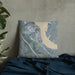 Custom Old Hickory Tennessee Map Throw Pillow in Afternoon on Bedding Against Wall