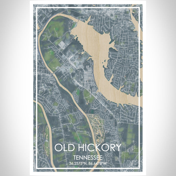 Old Hickory Tennessee Map Print Portrait Orientation in Afternoon Style With Shaded Background