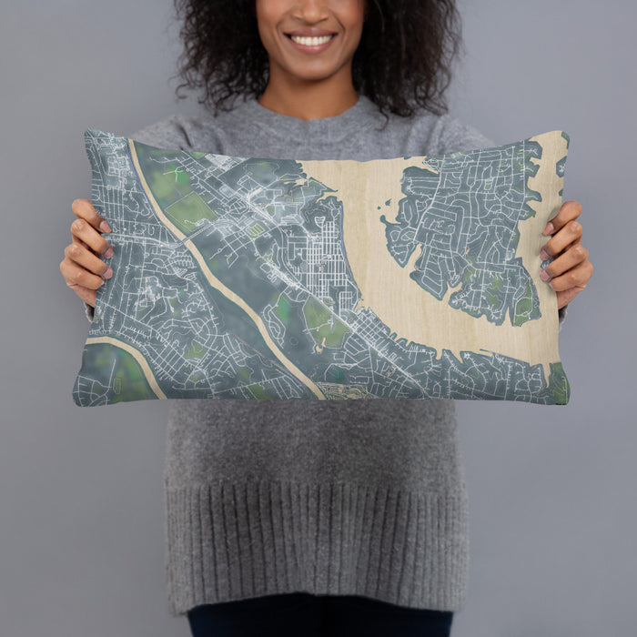 Person holding 20x12 Custom Old Hickory Tennessee Map Throw Pillow in Afternoon