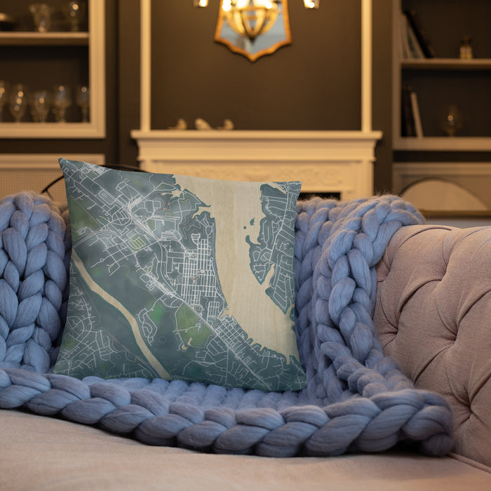 Custom Old Hickory Tennessee Map Throw Pillow in Afternoon on Cream Colored Couch