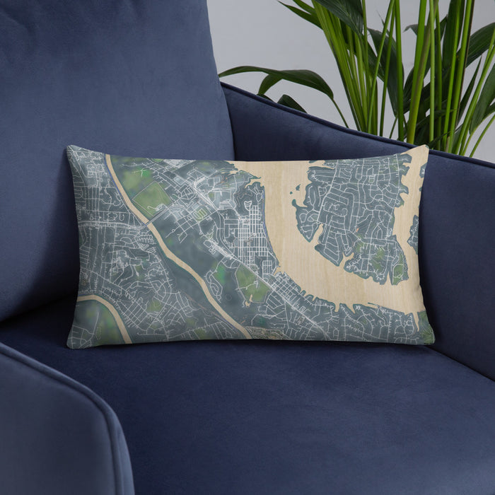 Custom Old Hickory Tennessee Map Throw Pillow in Afternoon on Blue Colored Chair