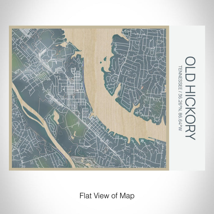 Rendered View of Old Hickory Tennessee Map on 20oz Stainless Steel Insulated Bottle with Bamboo Top with printed afternoon style map