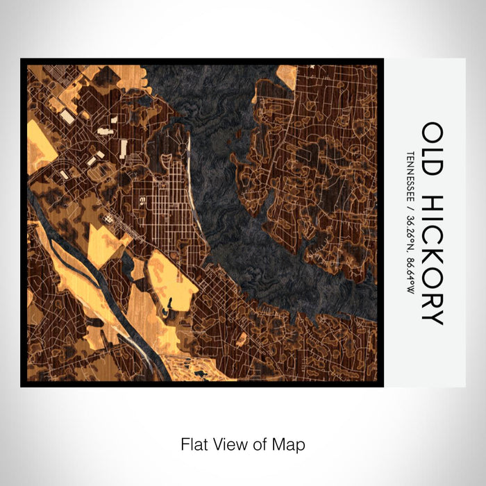 Rendered View of Old Hickory Tennessee Map on 20oz Stainless Steel Insulated Bottle with Bamboo Top with printed ember style map