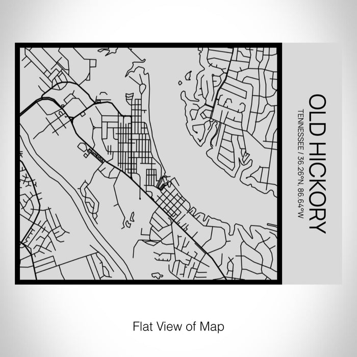 Rendered View of Old Hickory Tennessee Map on 20oz Stainless Steel Insulated Bottle with Bamboo Top with printed Tactile Lines Map in Black