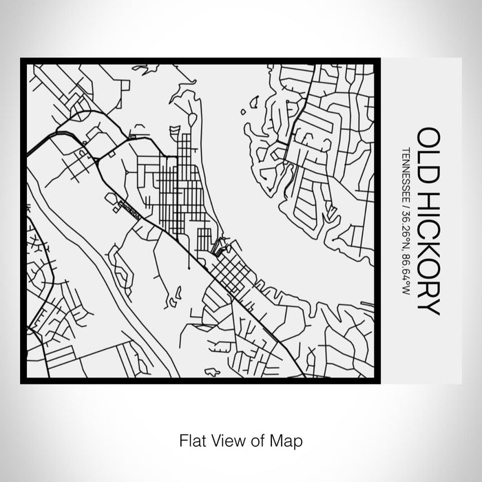 Rendered View of Old Hickory Tennessee Map on 20oz Stainless Steel Insulated Bottle with Bamboo Top in Matte White with printed Tactile Lines Map in Black