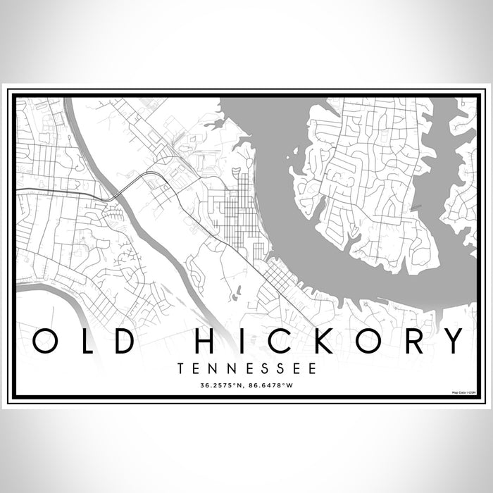 Old Hickory Tennessee Map Print Landscape Orientation in Classic Style With Shaded Background