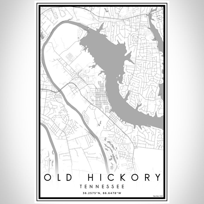 Old Hickory Tennessee Map Print Portrait Orientation in Classic Style With Shaded Background
