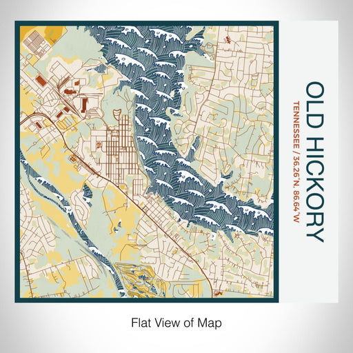 Rendered View of Old Hickory Tennessee Map on 17oz Stainless Steel Insulated Tumbler in Woodblock Map Style