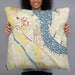 Person holding 22x22 Custom Old Hickory Tennessee Map Throw Pillow in Woodblock
