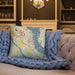 Custom Old Hickory Tennessee Map Throw Pillow in Woodblock on Cream Colored Couch