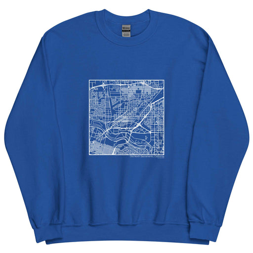 Old North Sacramento California  Map Unisex Crewneck Sweater with City inscription in Royal Blue
