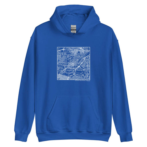 Old North Sacramento California  Map Unisex Hoodie Sweater with City inscription in Royal Blue