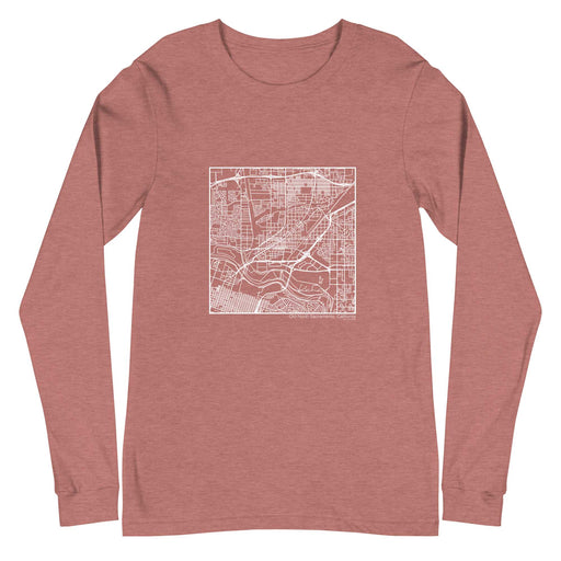 Old North Sacramento California  Map Unisex Long-Sleeve T-shirt with City inscription in Heather Mauve