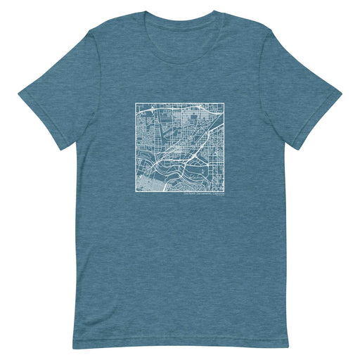 Old North Sacramento California  Map Unisex T-Shirt with City inscription in Heather Teal