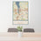 24x36 Olympia Washington Map Print Portrait Orientation in Woodblock Style Behind 2 Chairs Table and Potted Plant