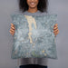 Person holding 18x18 Custom Olympia Washington Map Throw Pillow in Afternoon