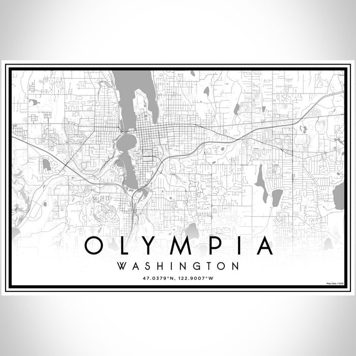 Olympia Washington Map Print Landscape Orientation in Classic Style With Shaded Background