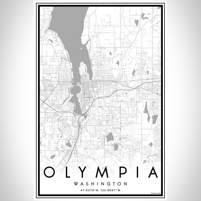 Olympia Washington Map Print Portrait Orientation in Classic Style With Shaded Background