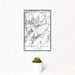 12x18 Olympic Valley California Map Print Portrait Orientation in Classic Style With Small Cactus Plant in White Planter