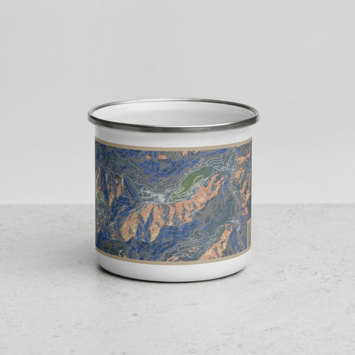 Front View Custom Olympic Valley California Map Enamel Mug in Afternoon