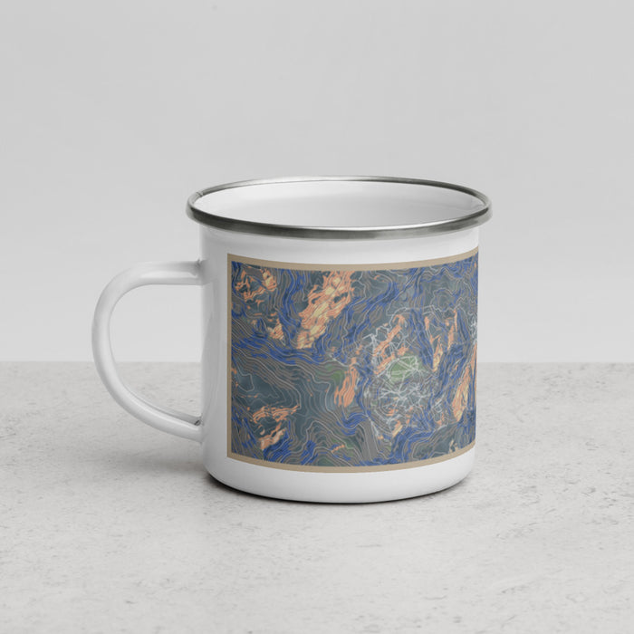 Left View Custom Olympic Valley California Map Enamel Mug in Afternoon