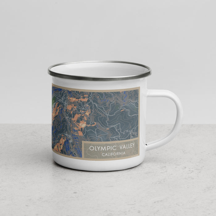 Right View Custom Olympic Valley California Map Enamel Mug in Afternoon