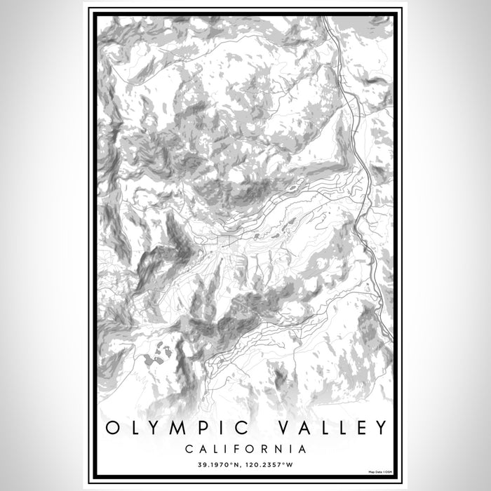 Olympic Valley California Map Print Portrait Orientation in Classic Style With Shaded Background