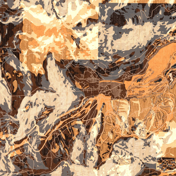 Olympic Valley California Map Print in Ember Style Zoomed In Close Up Showing Details